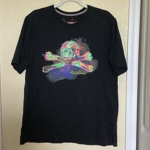 Robert Graham Black Tee with Colorful Skull Design